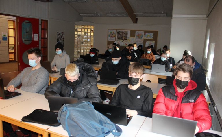 Nemendur í stjórnunaráfanga í VMA.