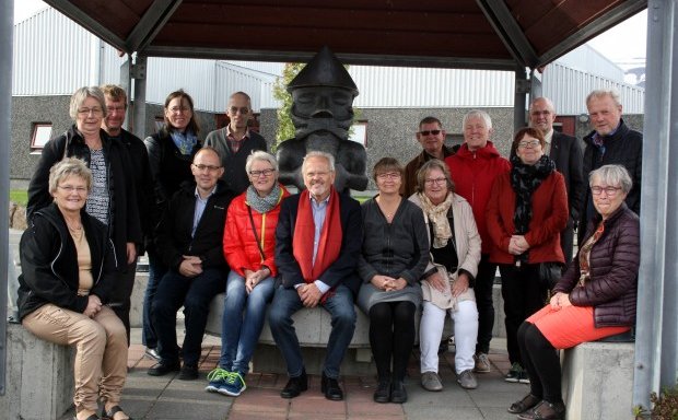Hinir dönsku gestir ásamt Jóhannesi og Hjalta Jóni