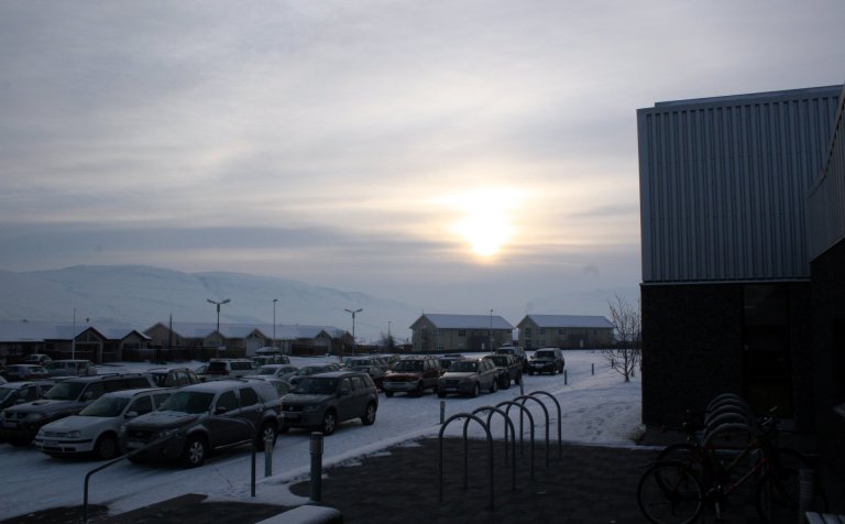 Mikil gosmengun hefur verið á Akureyri í morgun.