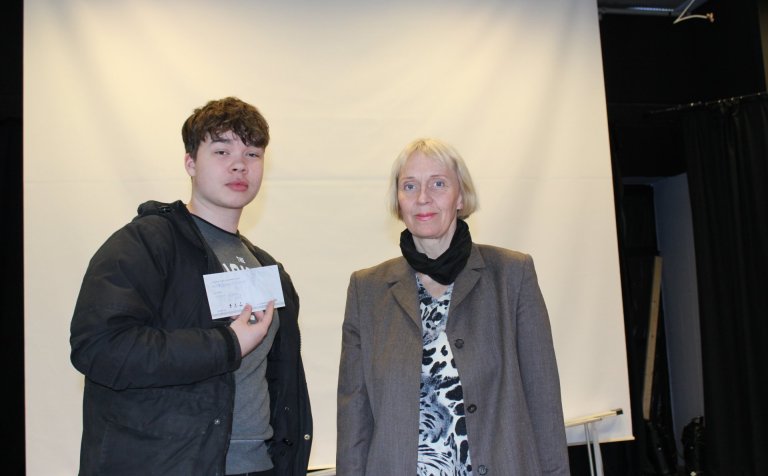 Natan Dýri og Elín Björk Unnarsdóttir, kennari.