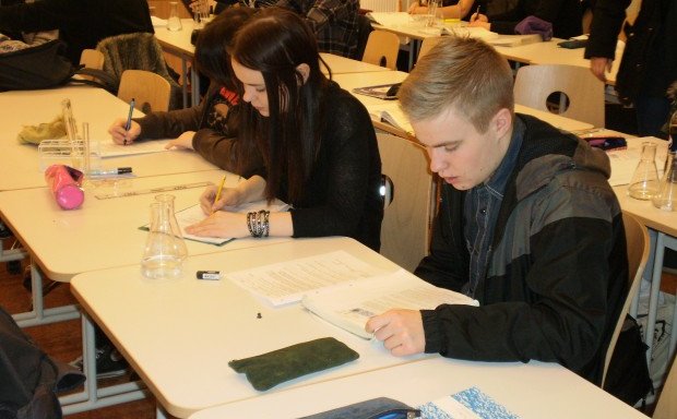 Í þungum þönkum í líffræðitíma.