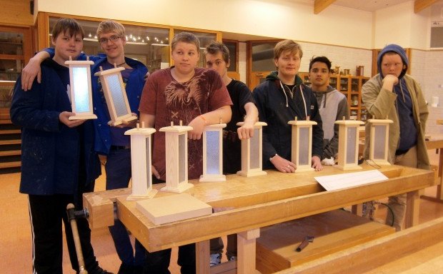 Nemendur á starfsbraut í NSK í byggingadeild.