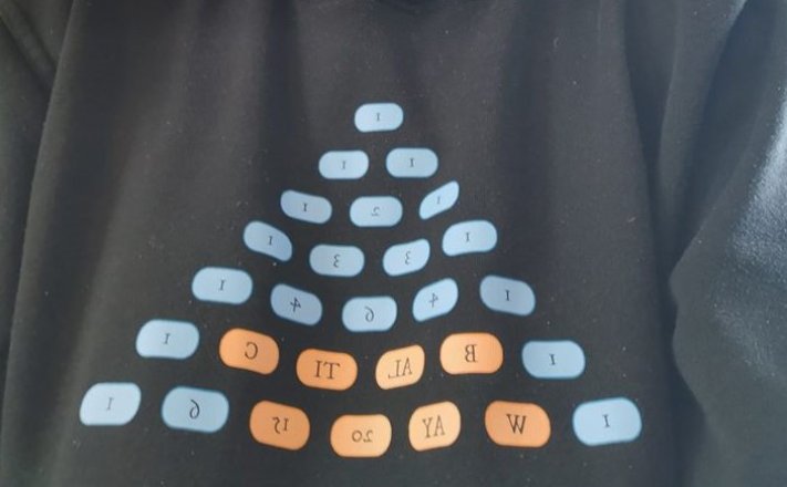 Pascal-þríhyrningurinn á peysu Elínar Bjarkar.