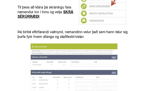 Skráning í sérúrræði í lokaprófum