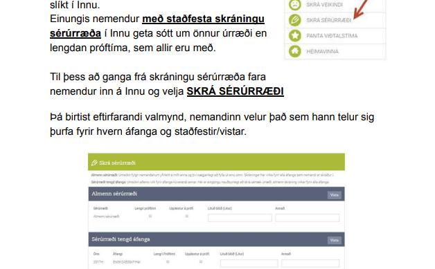Skráning sérúrræða fyrir lokapróf