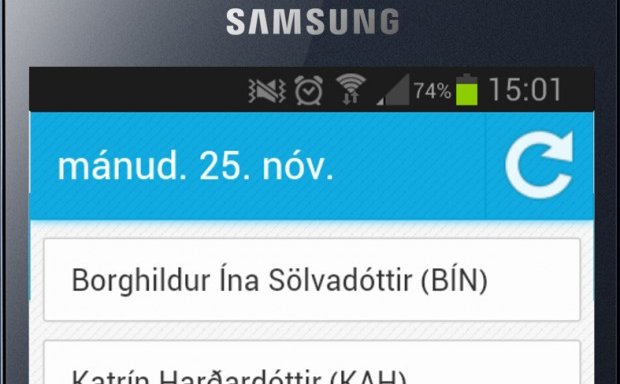 Upplýsingasíða Hauks í snjallsíma í gær.