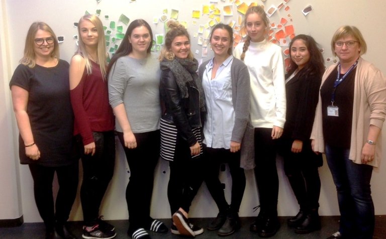 Nemendur og kennarar VMA á leið til Þrándheims.