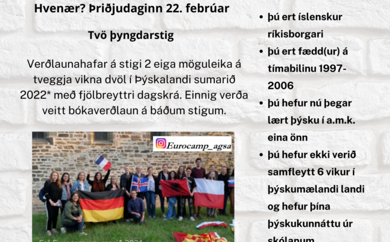 Þýskuþrautin 2022 í VMA þriðjudaginn 22. febrúar