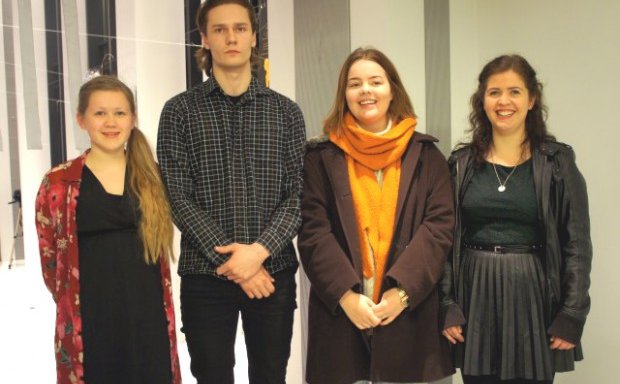 Verðlaunahafarnir fjórir. Mynd. Ragnar Hólm.