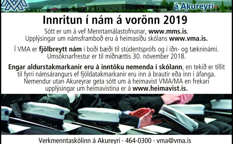 Lokadagur umsókna fyrir vorönn 2019 er föstudagurinn 30. nóvember