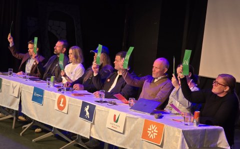 Fulltrúar framboðanna svara já/nei spurningum. Hér eru þeir greinilega allir sammála með já-græna sp&hellip;